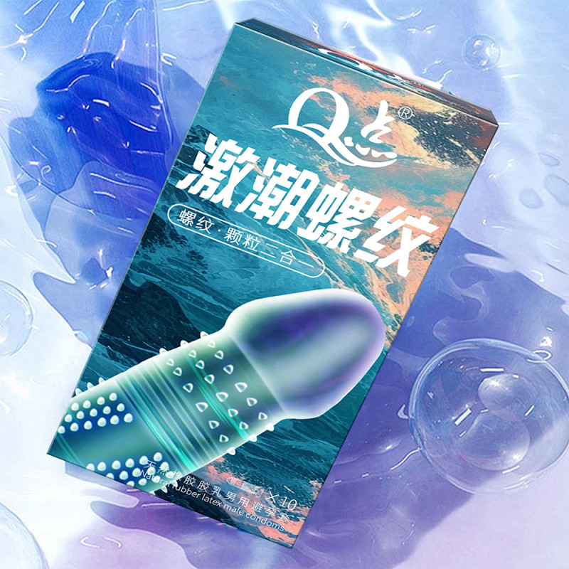 Ultra-thin ribbed condoms Q High Tide Thread with enhanced stimulation