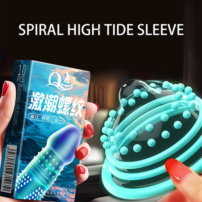 Ultra-thin ribbed condoms Q High Tide Thread with enhanced stimulation