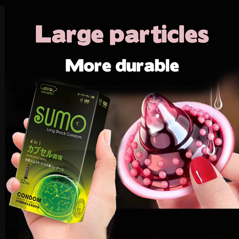 Презервативи ребристі SUMO 4в1 з пролонгуючим ефектом 12 шт.