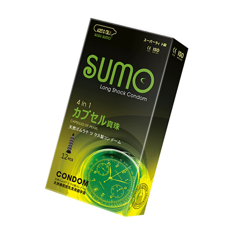 Презервативи ребристі SUMO 4в1 з пролонгуючим ефектом 12 шт.