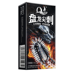 Презервативи ребристі Q Dragon Thorn з гіалуроновою кислотою 3D, 10 шт.