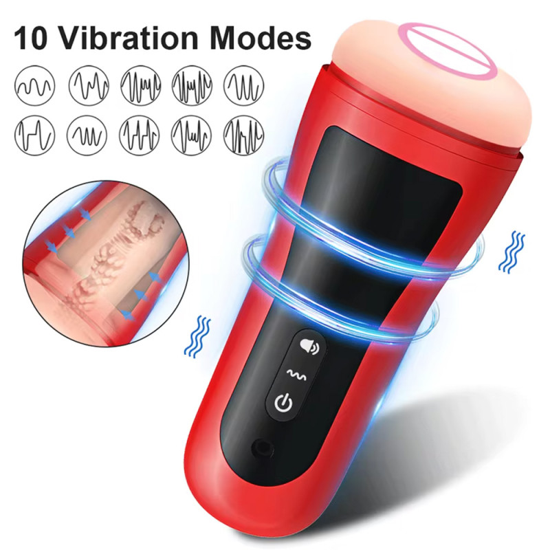 Автоматичний мастурбатор FJB50-RD з вібрацією, червоний