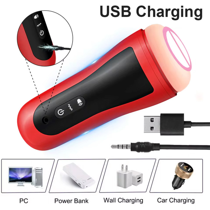 Автоматичний мастурбатор FJB50-RD з вібрацією, червоний