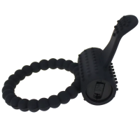 Vibrating Erection Ring with Clitoral Stimulator A26, Black